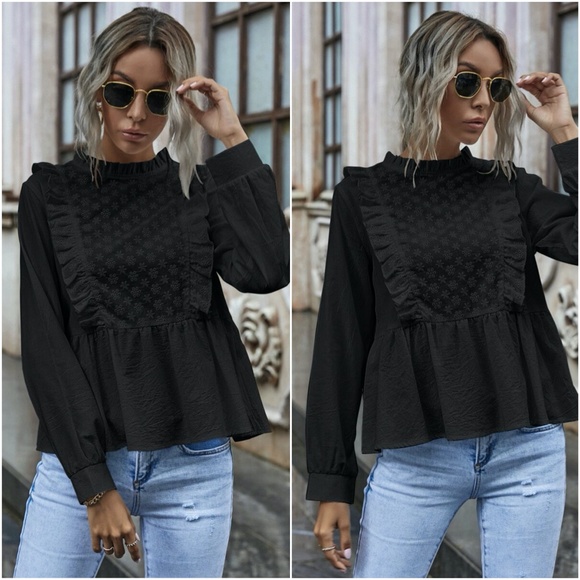 boho Eyelet Embroidered Babydoll top - MUSTARD - Picture 10 of 13